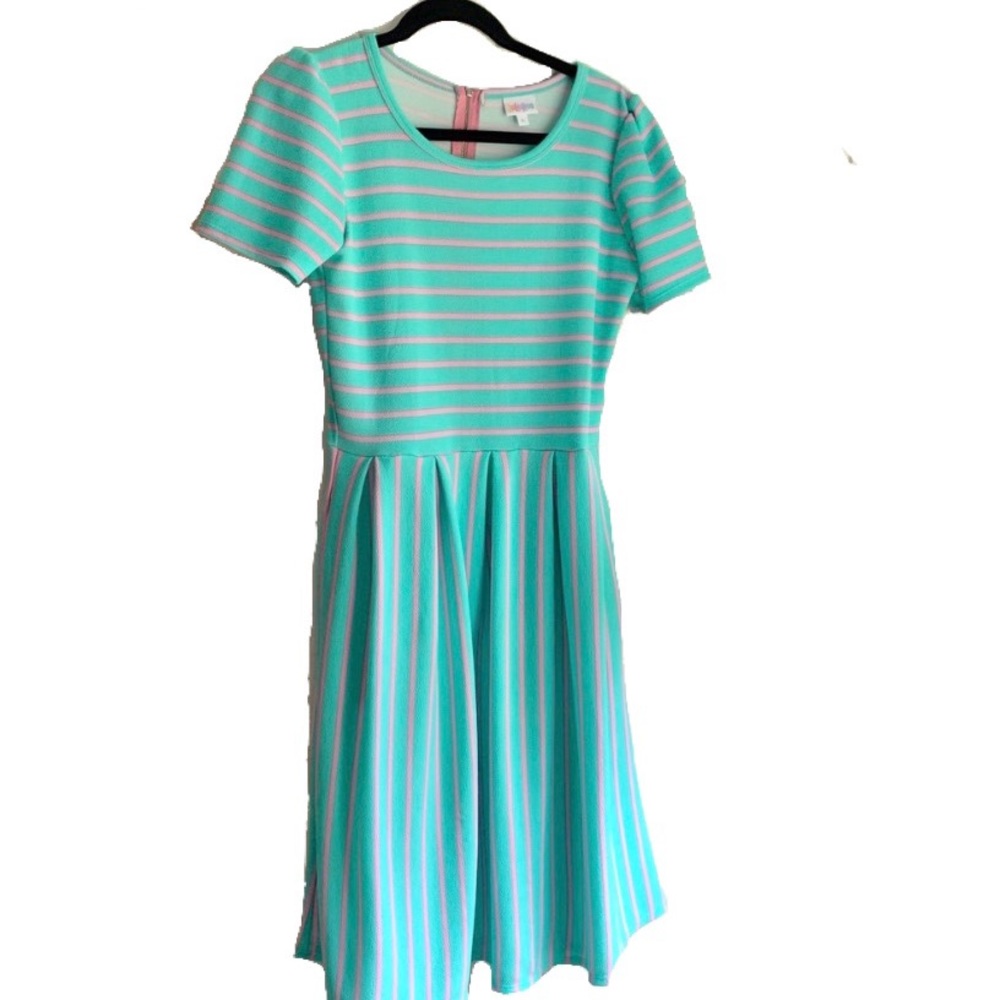 LuLaRoe Teal and Pink Amelia Dress